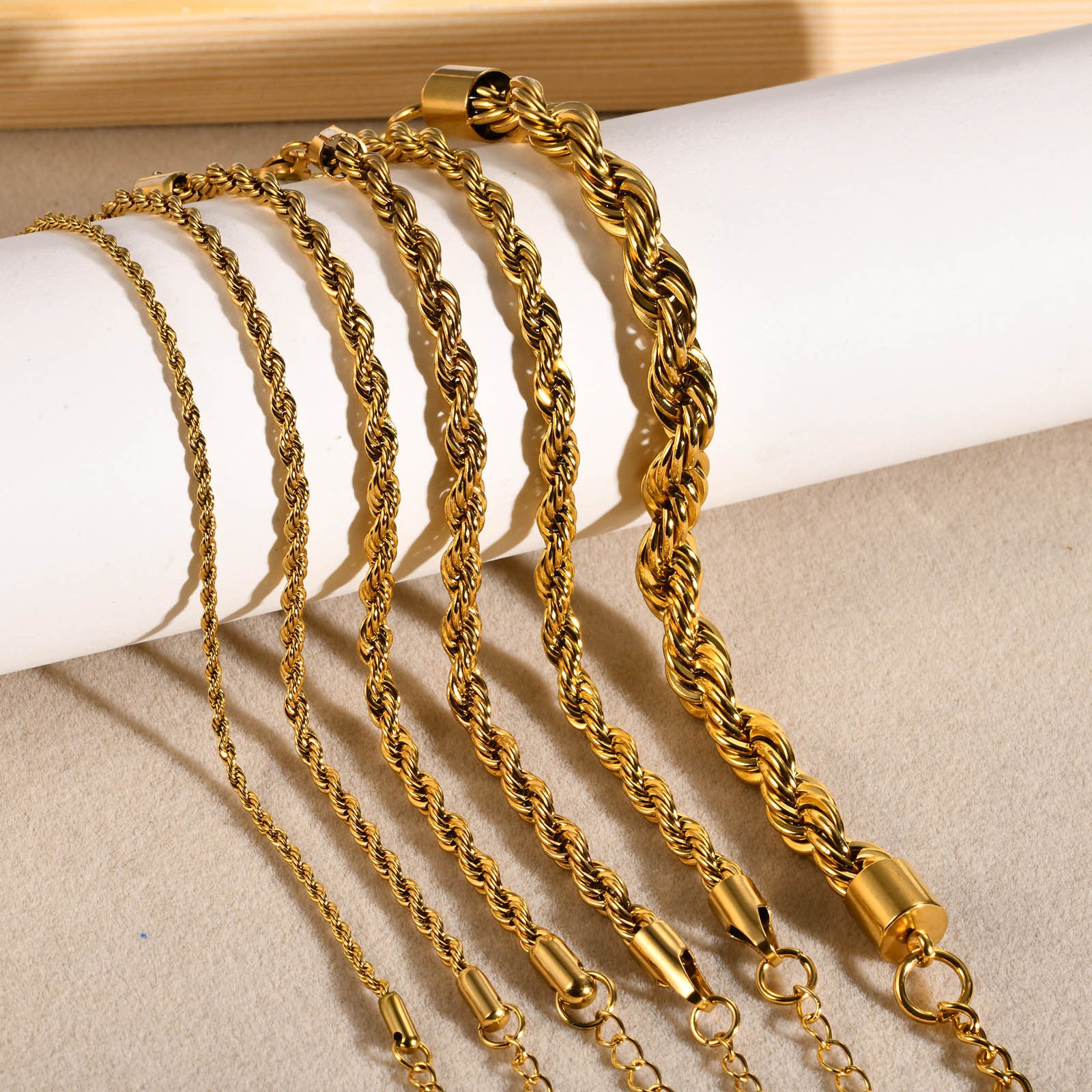 Wholesale Stainless Steel Twist Bracelet Gold Plated Braided Chain
